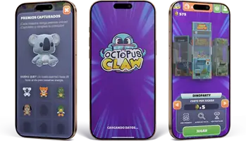 App Octopus Claw en tres celulares